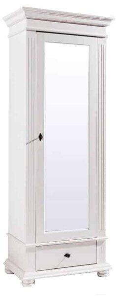 Dulap lemn masiv alb cu Oglindă Ariana, 80 × 46 × 200 cm