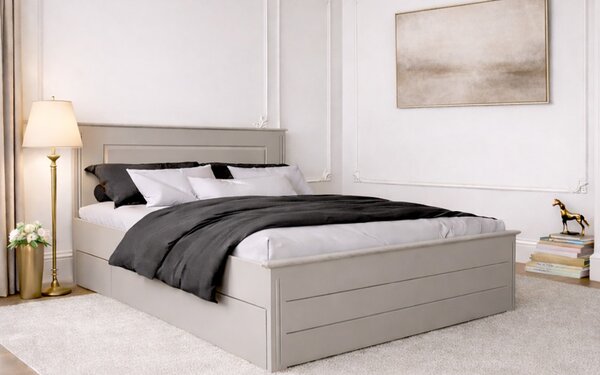 Pat lemn masiv Carlo cu sertar 140/160/180 cm - 140x200