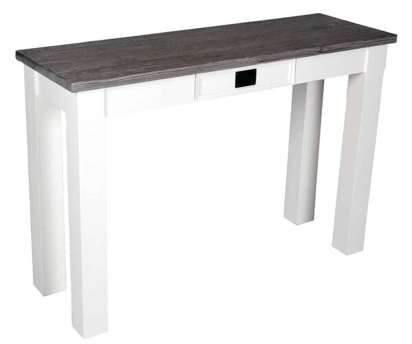 Masă lemn masiv alb de perete cu sertar Lahoma /Maro, 120 × 41 × 78 cm