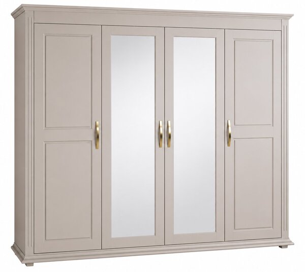 Dulap lemn masiv Carlo 4 Uși, 222.3 × 61.1 × 210 cm - Cu oglinzi