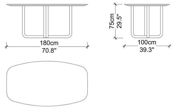 Masă lemn masiv de dining Giallo Personalizabilă - 180 cm