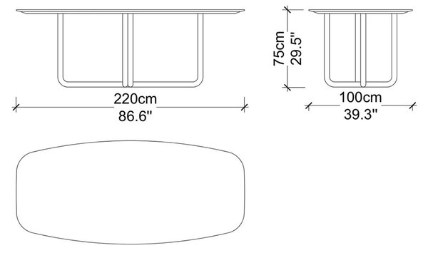 Masă lemn masiv de dining Giallo Personalizabilă - 180 cm