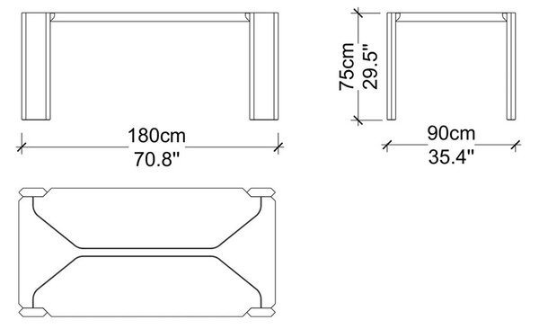 Masă lemn masiv de dining Nova Personalizabilă - 180 cm