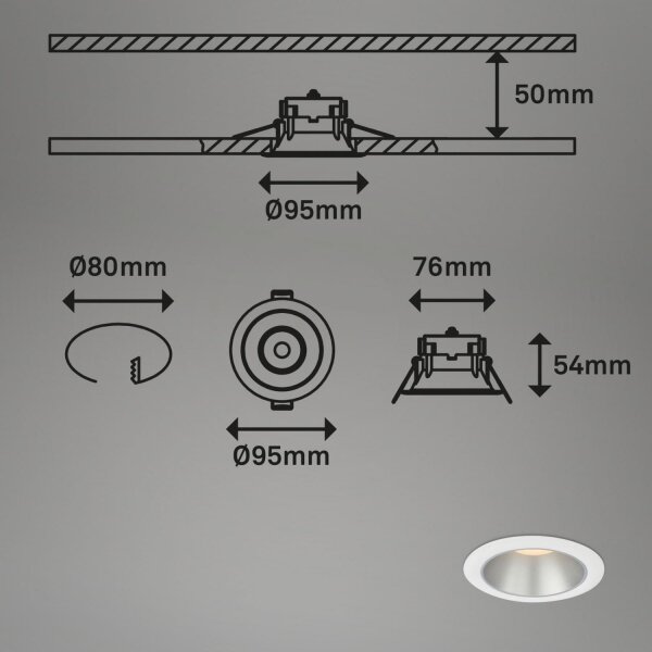 SET 3x corp de iluminat LED încastrat pentru baie Briloner 7041-036 LED/4,9W/230V alb