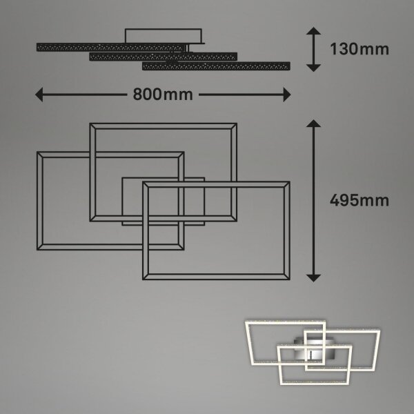 Plafonieră LED dimabilă Brilo FRAME LED/57W/230V 3000K crom mat