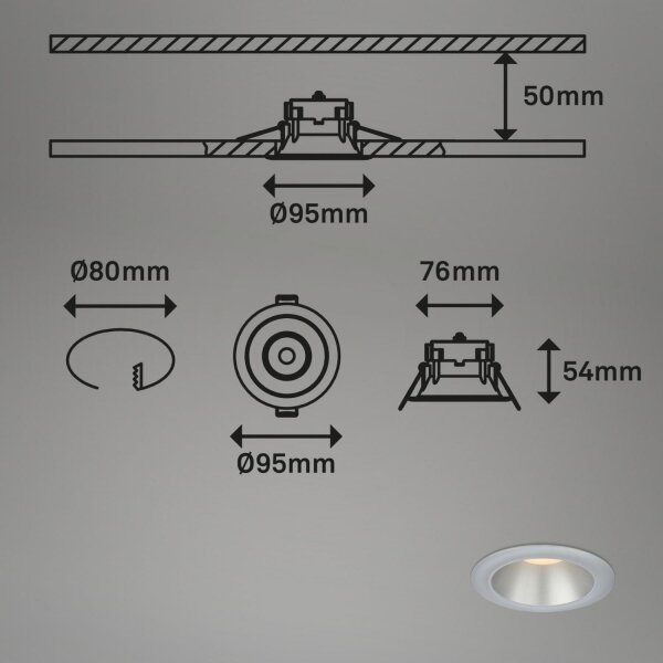 SET 3x corp de iluminat LED încastrat pentru baie Briloner 7041-034 LED/4,9W/230V argintiu