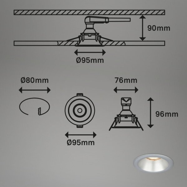 SET 3x corp de iluminat încastrat pentru baie Briloner 7042-034 1xGU10/9W/230V argintiu