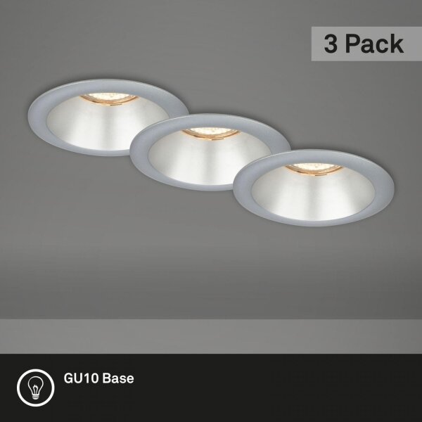 SET 3x corp de iluminat încastrat pentru baie Briloner 7042-034 1xGU10/9W/230V argintiu