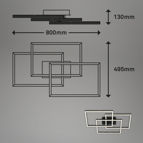 Plafonieră LED dimabilă Brilo FRAME LED/57W/230V 3000K negru