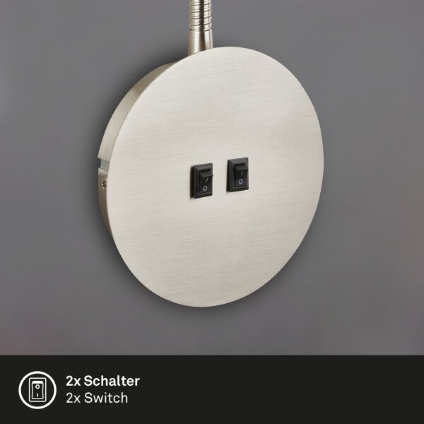 Lampă LED flexibilă de perete Briloner 2178012 1xE14/10W/230V + LED/3W crom