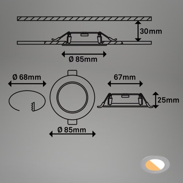 SET 3x corp de iluminat LED încastrat pentru baie Brilo LED/4W/230V IP44 argintiu
