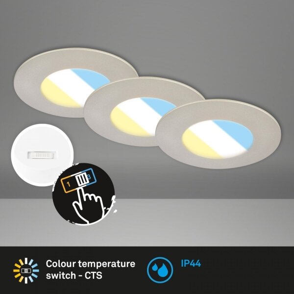 SET 3x corp de iluminat LED încastrat pentru baie Briloner 7598032 LED/4,9W/230V IP44 crom