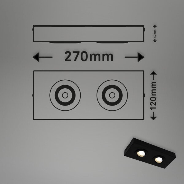 Spot LED Briloner 3996026 CTS 2xLED/4W/230V 2700/4000K negru