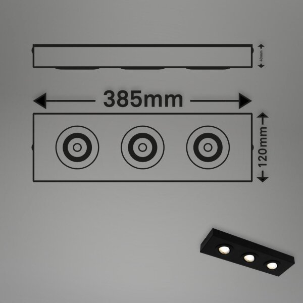 Spot LED Briloner 3996035 CTS 3xLED/4W/230V 2700/4000K negru
