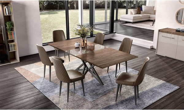 Masă lemn masiv de dining extensibilă Narla 180×103 cm - 1
