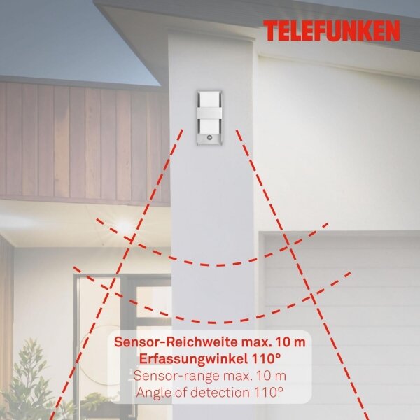 Aplică de exterior cu senzor Telefunken 321104TF 1xE27/12W/230V IP44 alb