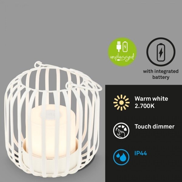 Lampă LED reîncărcabilă dimabilă de masă Brilo LED/2W/5V IP44 alb