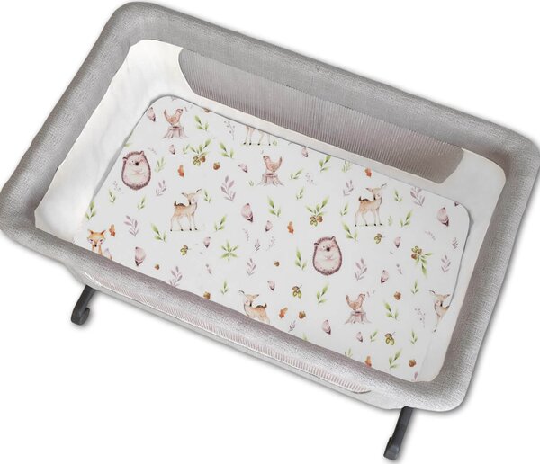Set 2 cearceafuri din bumbac cu elastic roata pentru patut cosleeper 90x50 cm Kidizi, Forest Joy