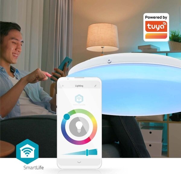 Plafonieră LED RGBW dimabilă Nedis WIFILAC35WT LED/18W/230V 2700-6500K IP44 Wi-Fi