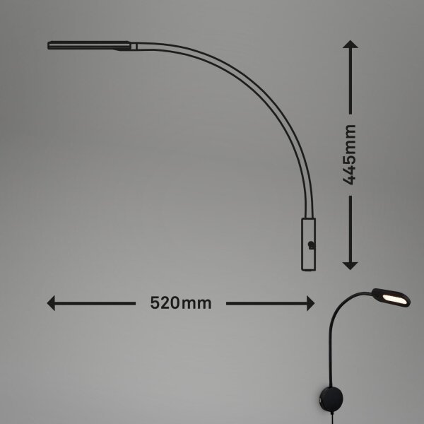 Lampă LED flexibilă dimabilă de perete Briloner 2177015 LED/6W/230V negru
