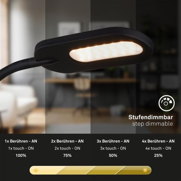 Lampă LED flexibilă dimabilă de perete Briloner 2177015 LED/6W/230V negru