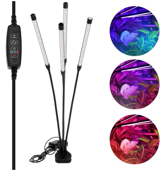 Lampă LED reglabilă cu clemă pentru plante VITARO 4xLED/10W/230V negru