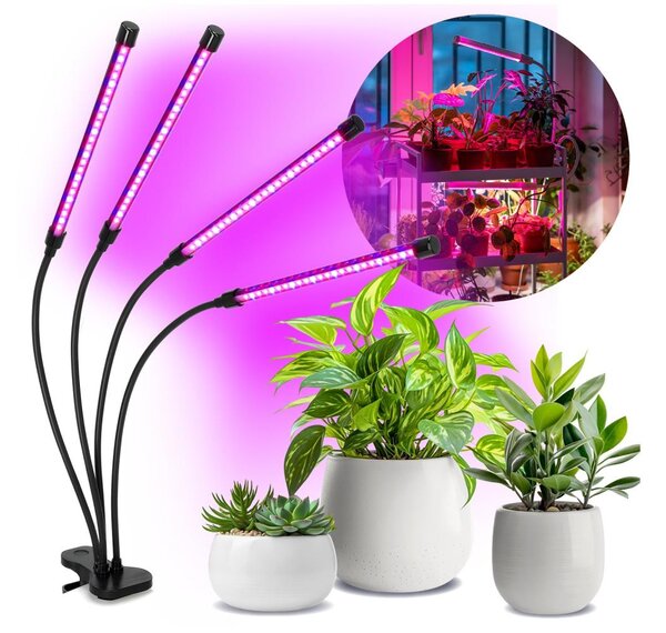 Lampă LED reglabilă cu clemă pentru plante VITARO 4xLED/10W/230V negru