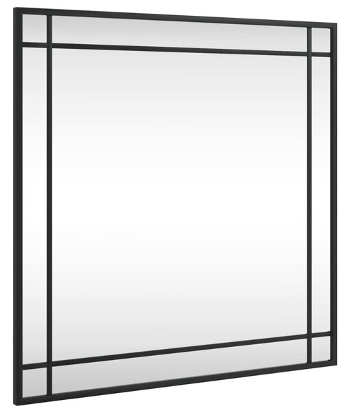 Oglindă de perete, negru, 60x60 cm, pătrată, fier