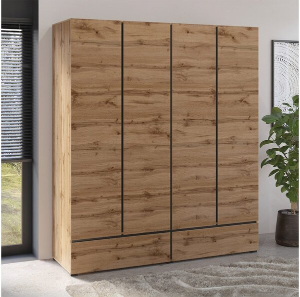 Dulap lemn masiv Orion, 180 × 210 × 60 cm - Stejar deschis