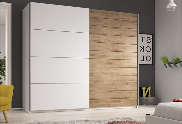 Dulap lemn masiv Lunaris, 200 × 210 × 61 cm - Stejar inchis