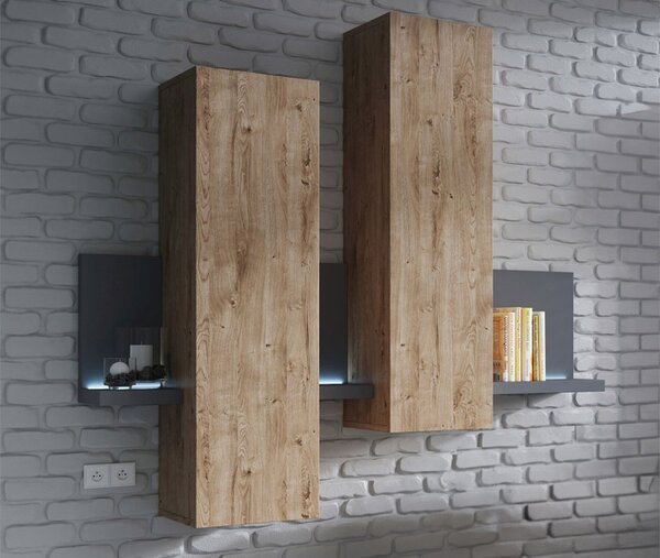 Corp lemn masiv suspendat Aurea, 152 × 90 × 35 cm - Antracit-stejar