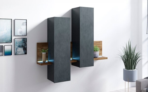Corp lemn masiv suspendat Aurea, 152 × 90 × 35 cm - Antracit-stejar