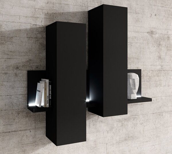 Corp lemn masiv suspendat Aurea, 152 × 90 × 35 cm - Antracit-stejar