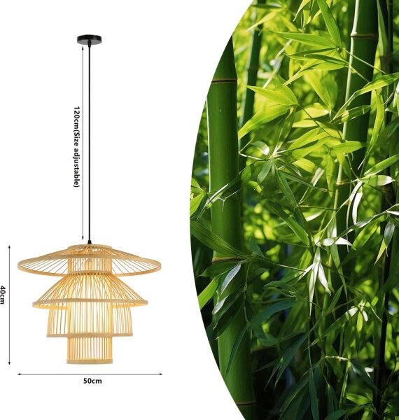 Lustră pe cablu Immax 08255L PINCHOS 1xE27/40W/230V d. 50 cm bambus