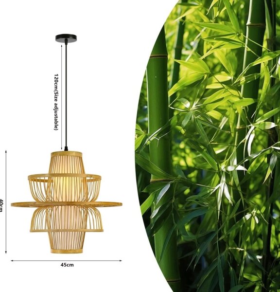 Lustră pe cablu Immax 08254L PINCHOS 1xE27/40W/230V d. 45 cm bambus