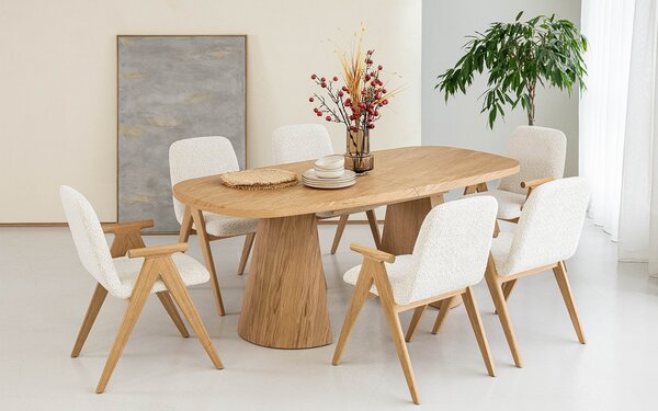 Masă lemn masiv Dining EGO Personalizabila - Natur, 2200 x 1000 x 775 mm