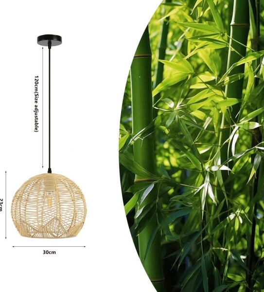 Lustră pe cablu Immax 08258L PELO 1xE27/40W/230V d. 30 cm ratan
