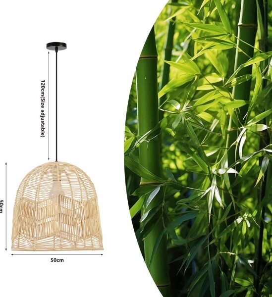 Lustră pe cablu Immax 08263L PELO 1xE27/40W/230V d. 50 cm ratan