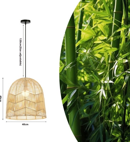 Lustră pe cablu Immax 08262L PELO 1xE27/40W/230V d. 40 cm ratan