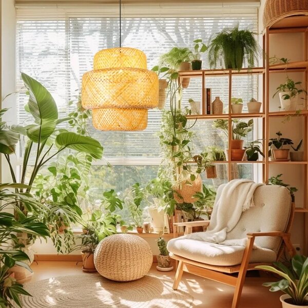 Lustră pe cablu Immax 08268L HILO 1xE27/40W/230V d. 47 cm bambus