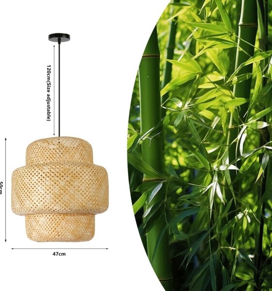 Lustră pe cablu Immax 08268L HILO 1xE27/40W/230V d. 47 cm bambus