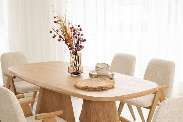 Masă lemn masiv Dining EGO Personalizabila - Natur, 2200 x 1000 x 775 mm