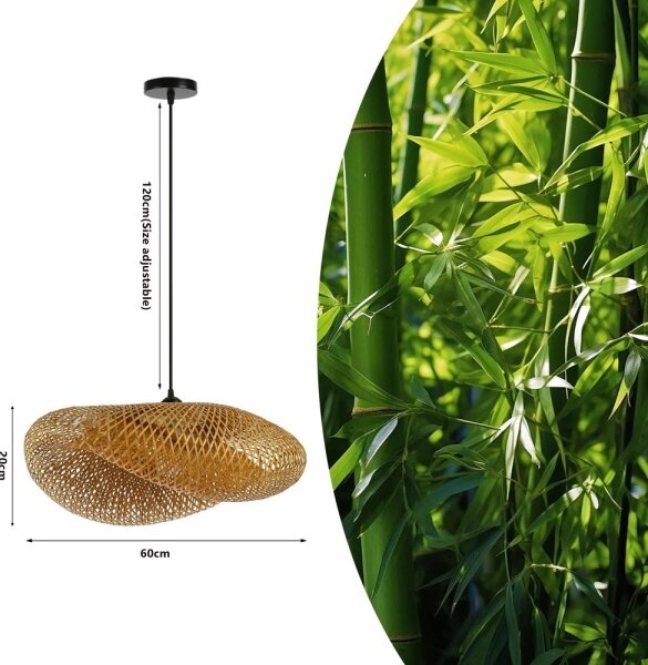 Lustră pe cablu Immax 08269L HILO 1xE27/40W/230V d. 60 cm bambus