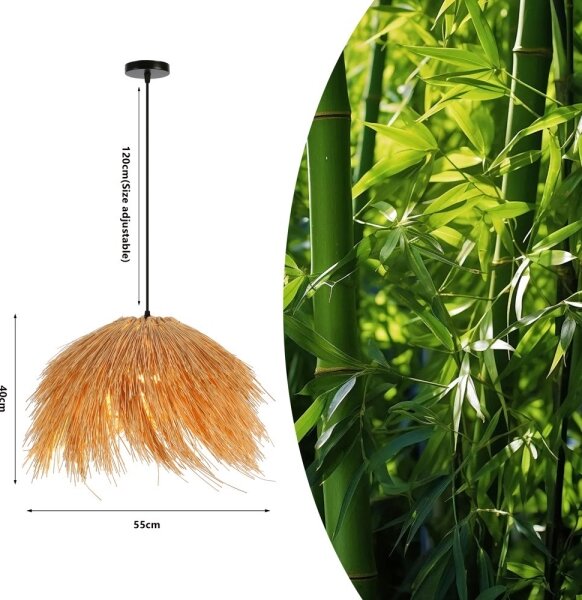 Lustră pe cablu Immax 08272L NATURALEZA 1xE27/40W/230V d. 55 cm ratan