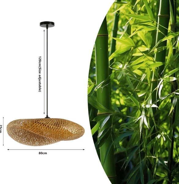 Lustră pe cablu Immax 08270L HILO 1xE27/40W/230V d. 80 cm bambus