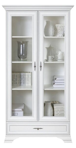 Dulap cu usi sticla IDENTO, alb, PAL/sticla, 100x44x210 cm