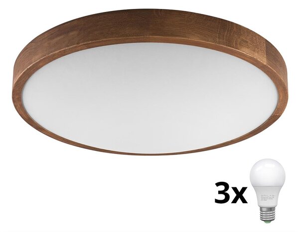 Plafonieră LED Brilagi CARVALHO SLIM 3xE27/60W/230V stejar cireș d. 47 cm
