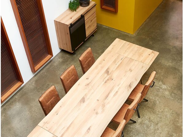 Masă lemn masiv Dining Fusion Personalizabilă, 39 × 60 × 120 cm - Tabac