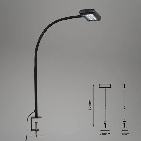 Lampă LED flexibilă de masă cu clemă Brilo TRASNA LED/7,5W/230V negru