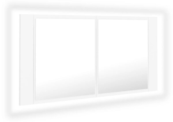 Dulap de baie cu oglindă și LED, alb, 90x12x45 cm acril